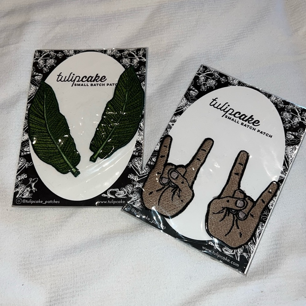 Festival Bling TULIPCAKE Hippie Patches Banana Leaf and Headbanger Rocker NWT
